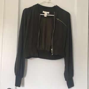 H&M green casual satiny bomber jacket